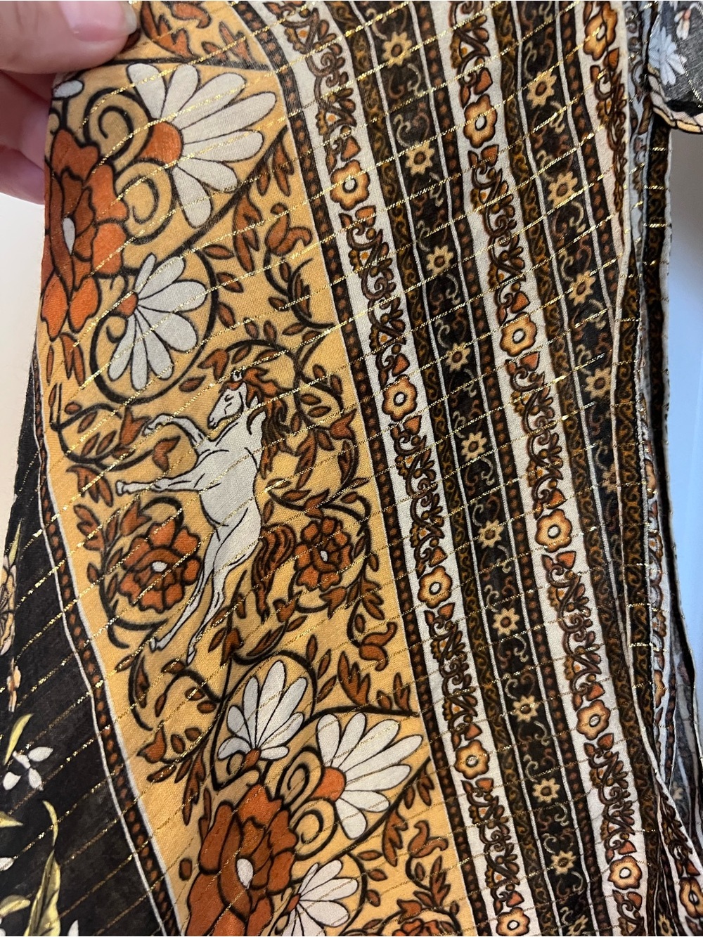 Spell Kimono Black with Tan & Cream Flower - Picture 3 of 5